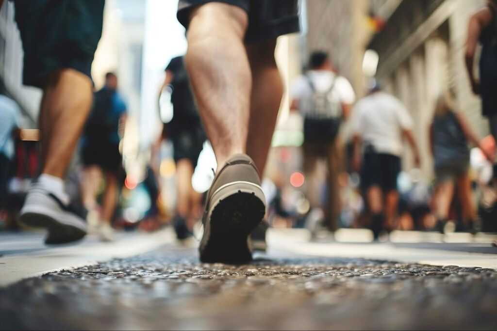 pessoas andando na rua, representando o walkability