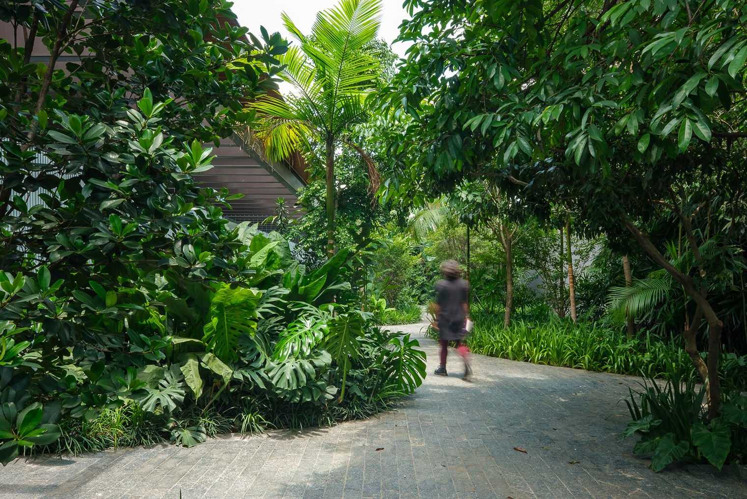 Homem andando no edifício Floresta