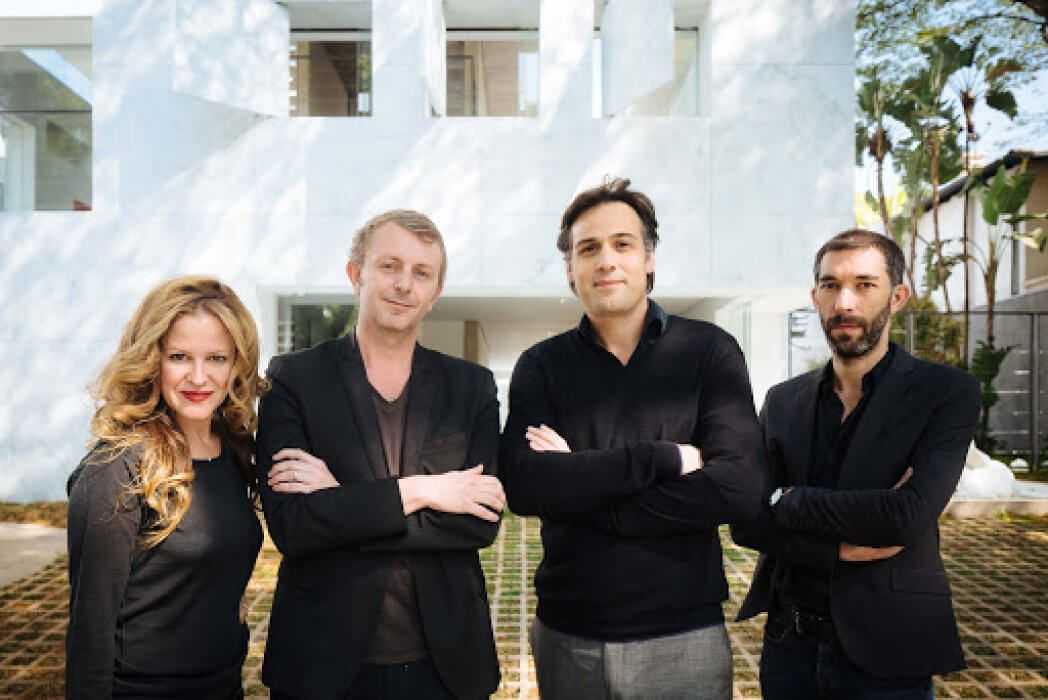 Da esquerda para a direita: Carol Bueno, Guillaume Sibaud, Olivier Raffaeli e Greg Bousquet